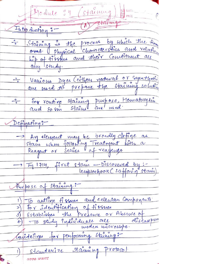 H&E Stain and Geimsa Staining Notes | PDF | Textiles