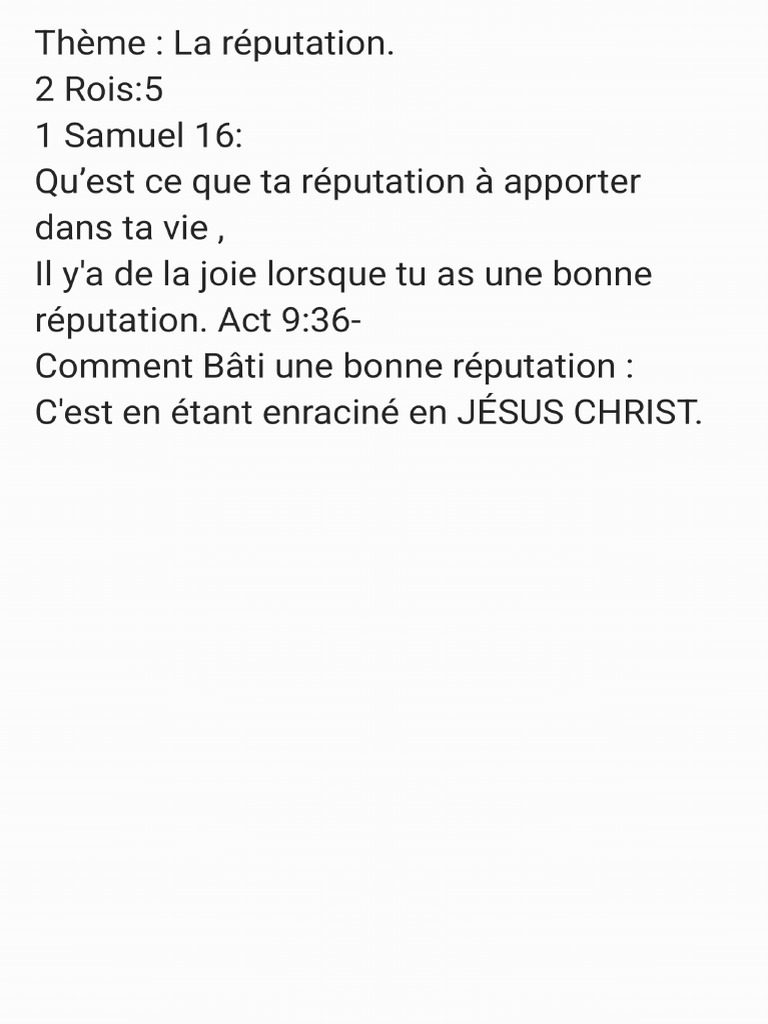 La Réputation | PDF