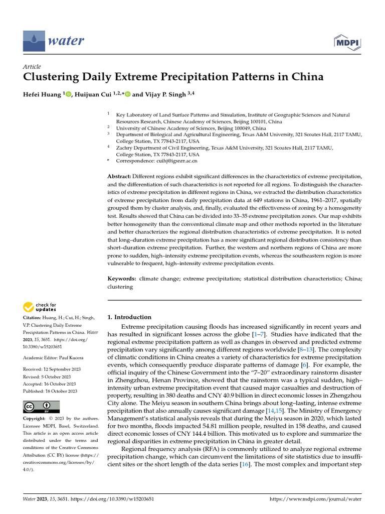 Clustering Daily Extreme Precipitation Patterns in China | PDF ...