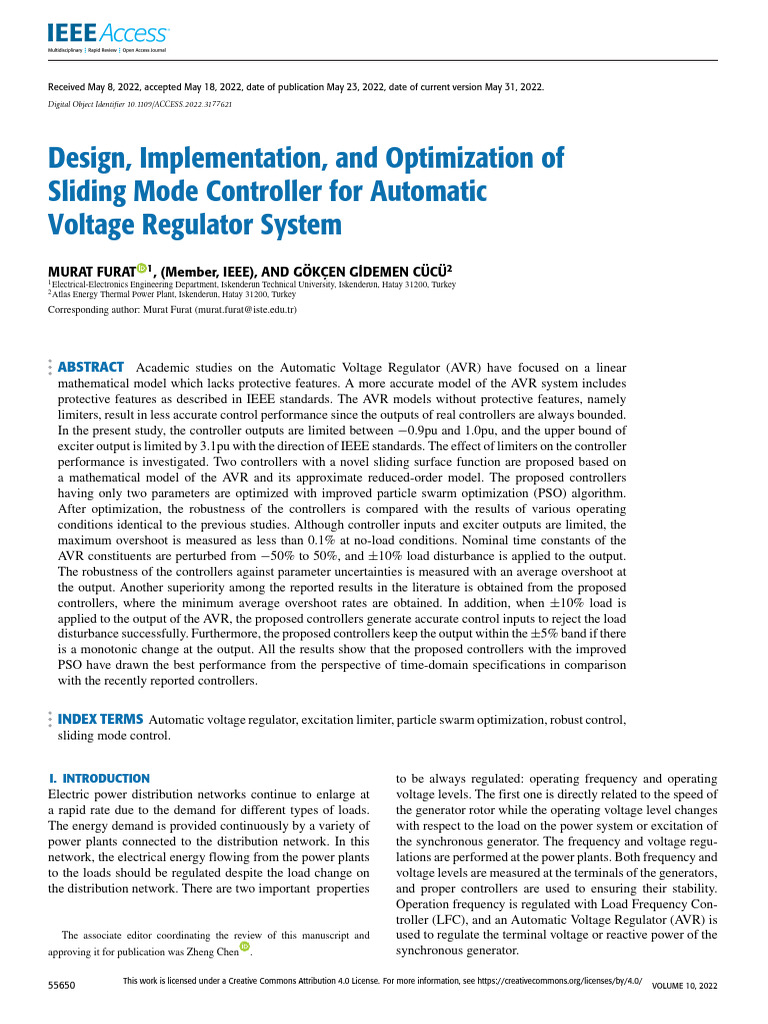 Sliding Mode Controller for AVR Optimization | PDF | Control Theory ...