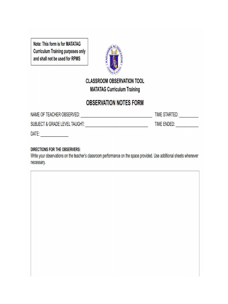 Observation Form | PDF
