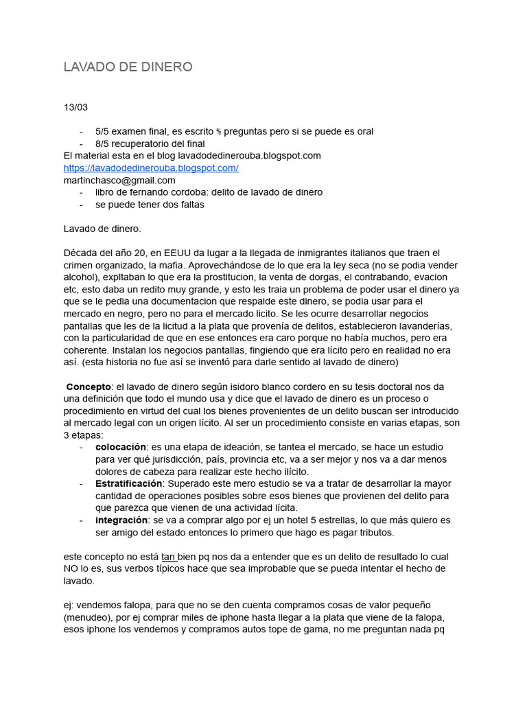Lavado de Dinero: Proceso y Etapas | PDF | Crimen organizado | Castigos