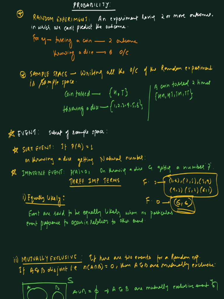 HACKHEIST Probability L 01 Class Notes Basic Definitions in Pro | PDF