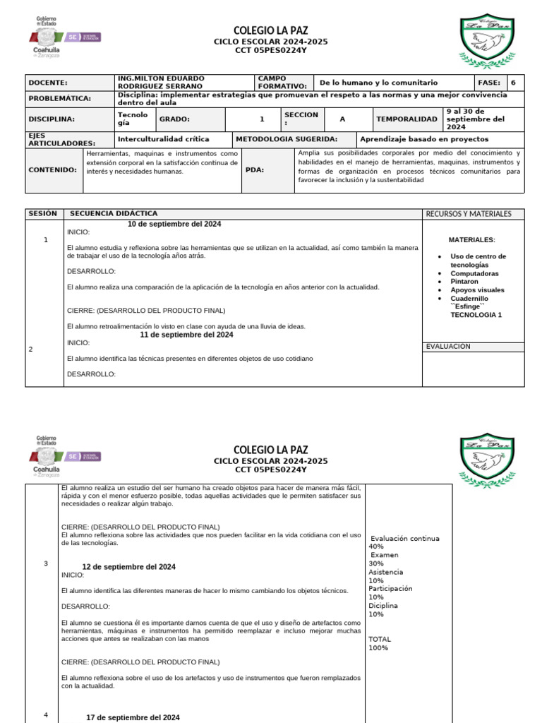 Plan de Estudios Secundaria 2024 | PDF | Diseño | Evaluación