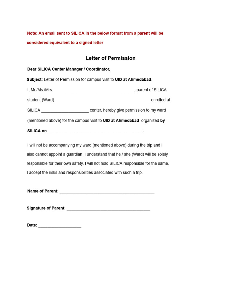 Letter of Permission - UID Campus Visit - '25 | PDF