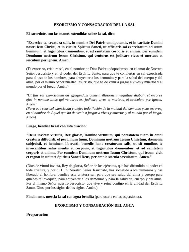 Exorcismo y Consagración de Sal y Agua | PDF | Exorcismo | Cristo (título)
