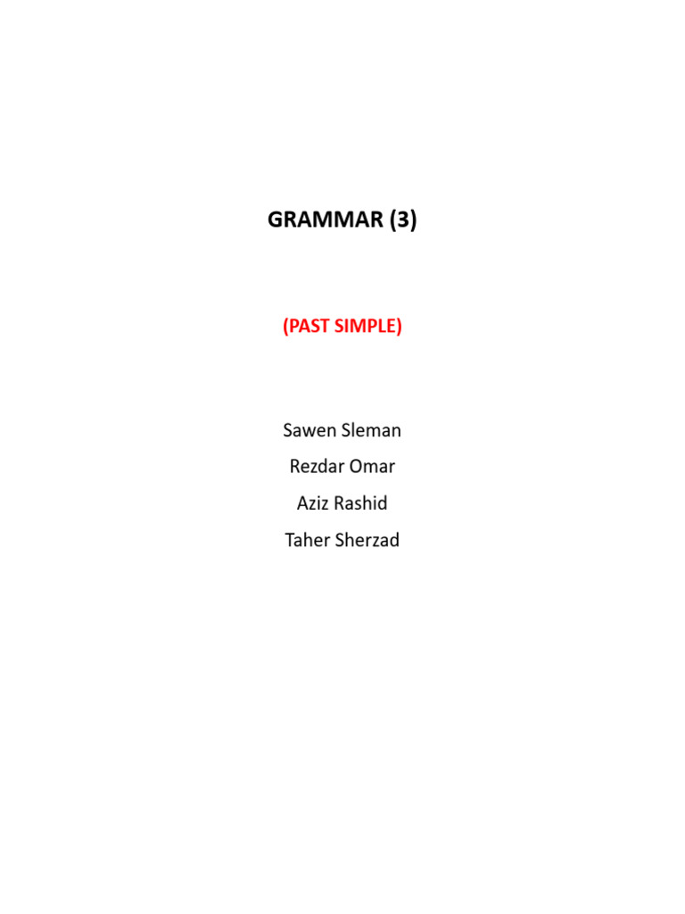 Understanding the Past Simple Tense | PDF