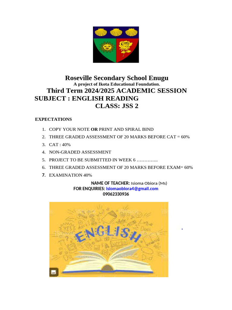 JS2 3RD Term Eng Reading Notes | PDF | Idiom | Semantics
