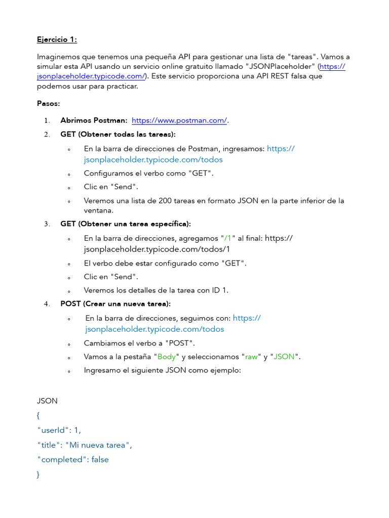 Uso de JSONPlaceholder en API REST | PDF | Informática | Software