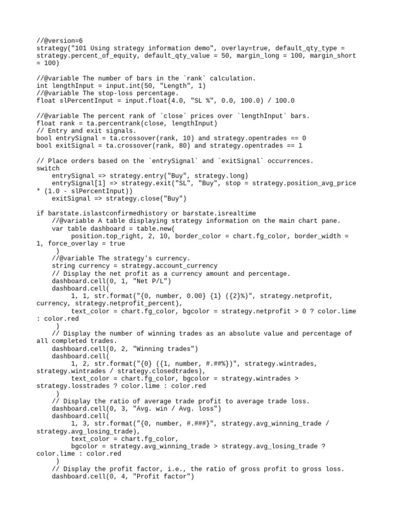 Pine Script Trading Strategy Overview | PDF | Financial Economics ...