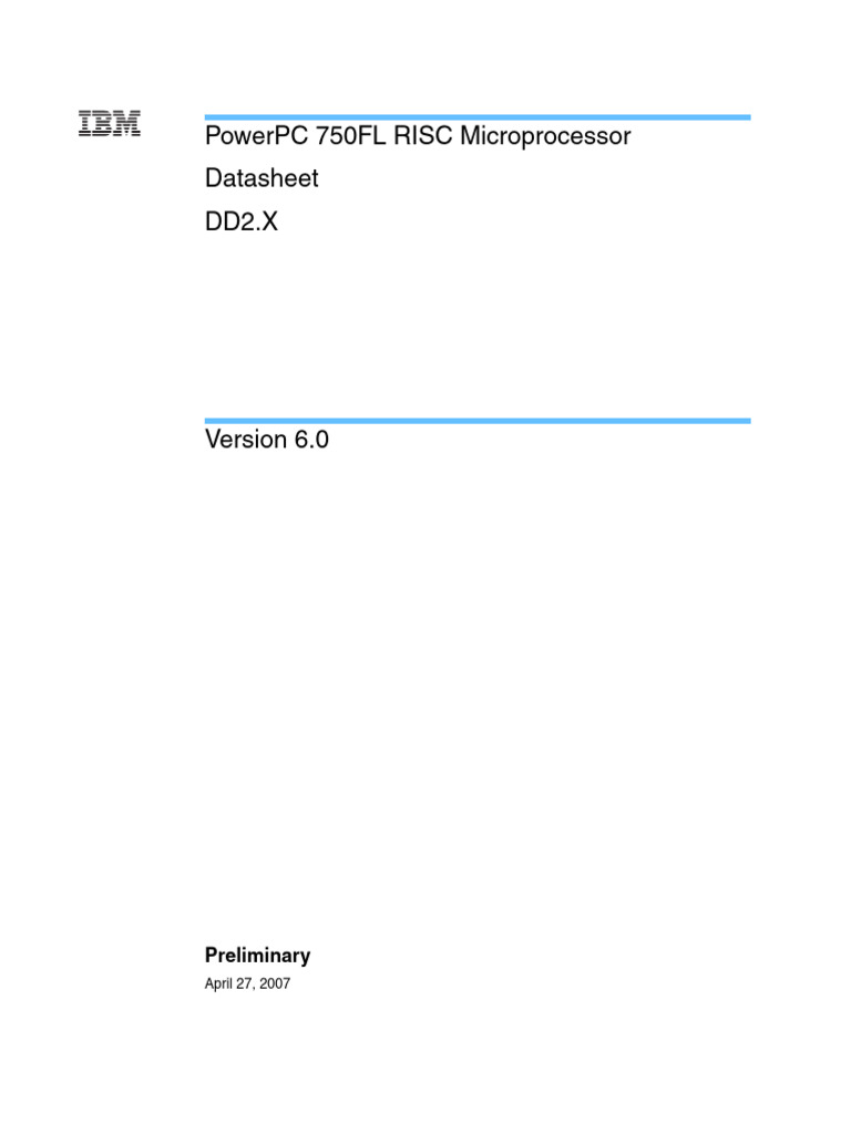 PowerPC 750FL Microprocessor Datasheet | PDF | Cpu Cache | Power Supply