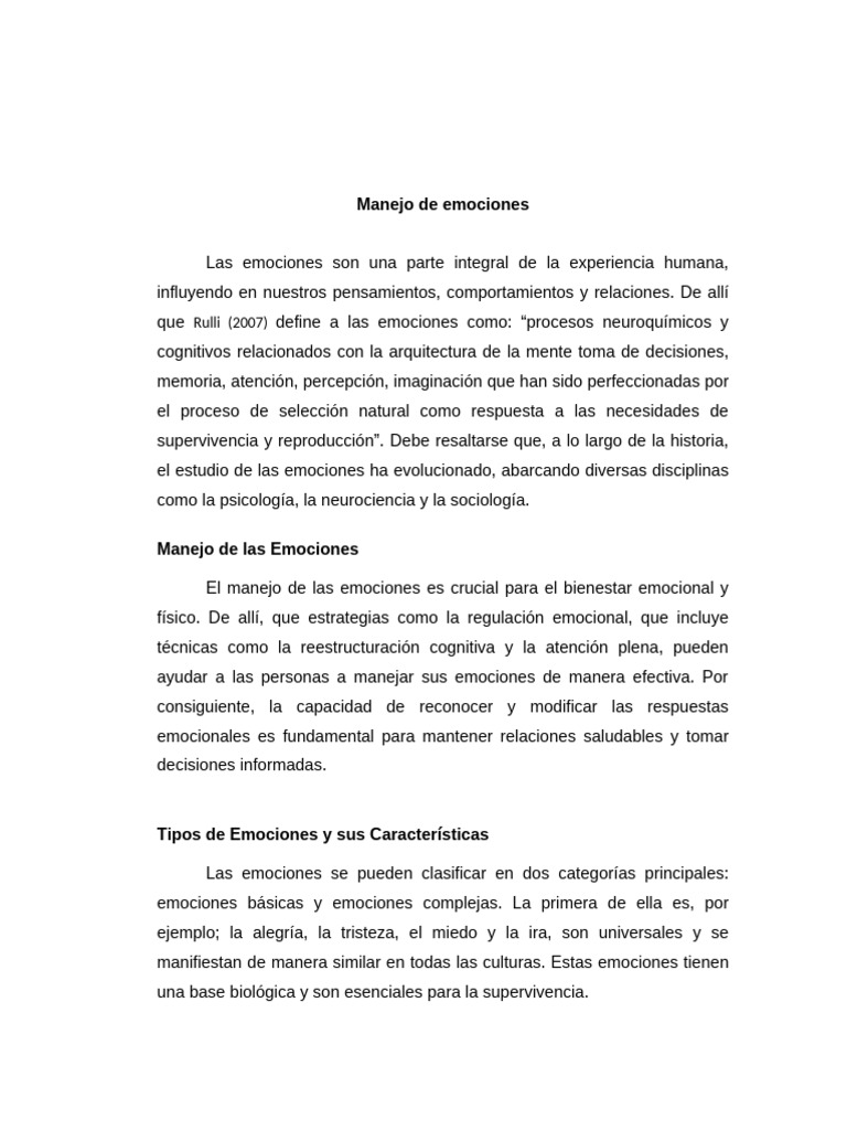 Ensayo Sobre Manejo de Emociones | PDF | Las emociones | Inteligencia ...