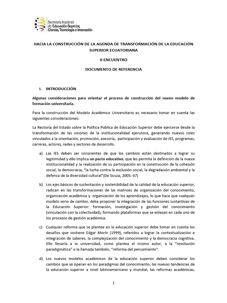 Transformación de la Educación Superior en Ecuador | PDF | Plan de ...