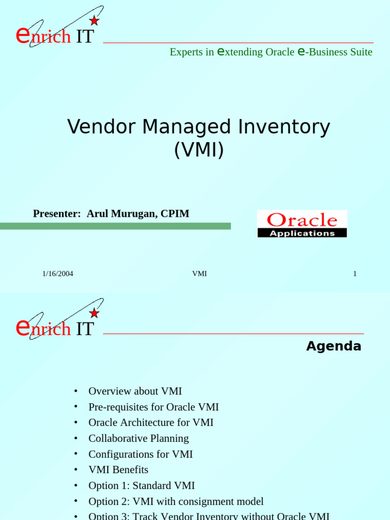 Oracle VMI Implementation Guide | PDF | Supply Chain Management | Computing