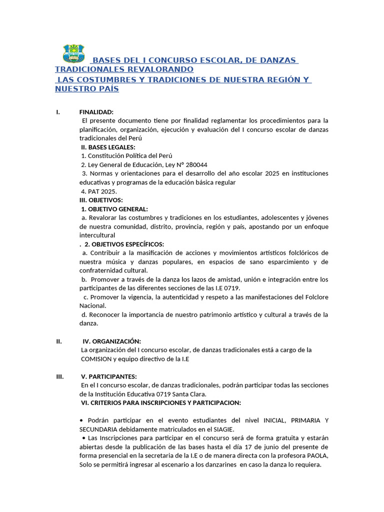 Concurso Escolar de Danzas Tradicionales | PDF | Bailes | Ritmo
