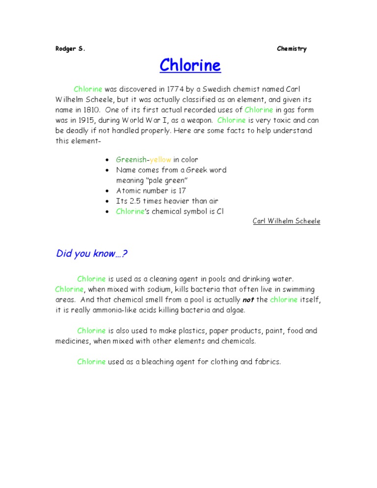 Chlorine essay 08 image