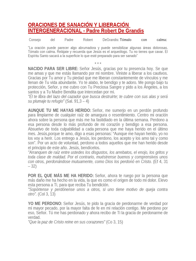 Oraciones de Liberación y Sanación | PDF | Amor | Oración