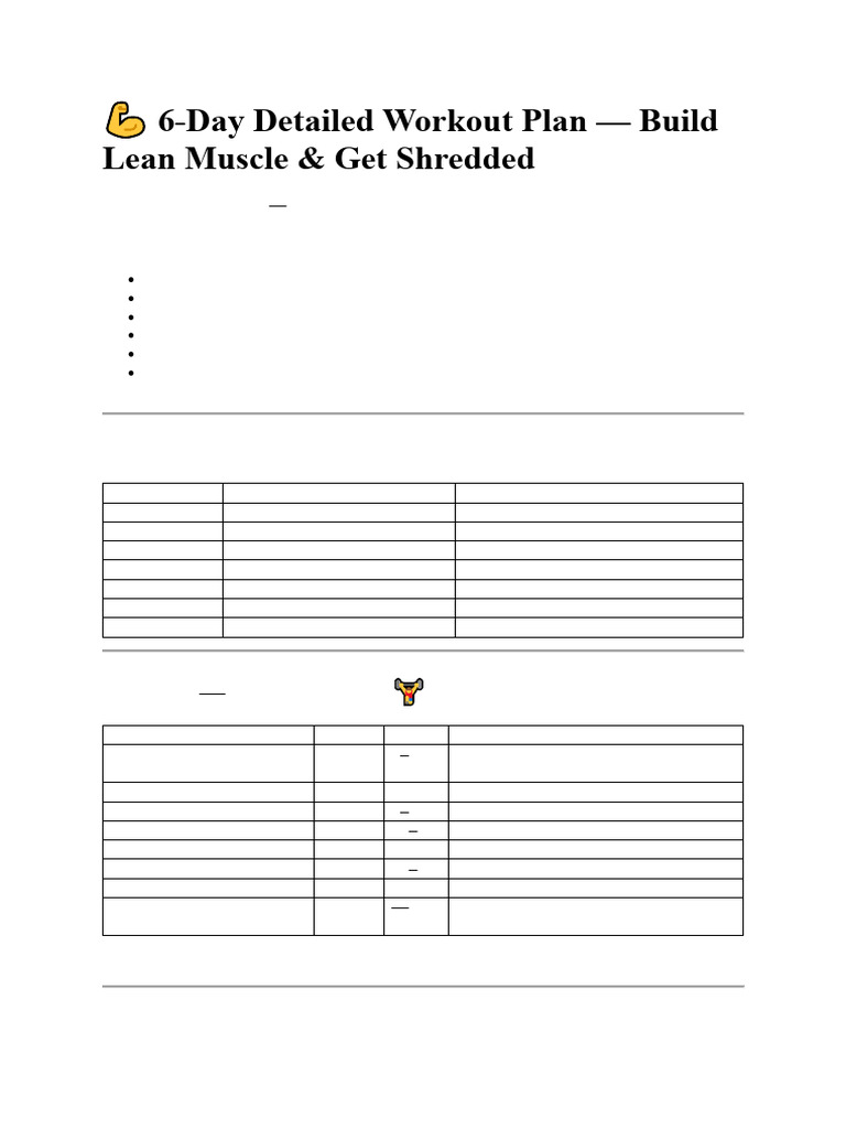 6-Day Muscle Building Workout Plan | PDF | Weight Training | Physical ...