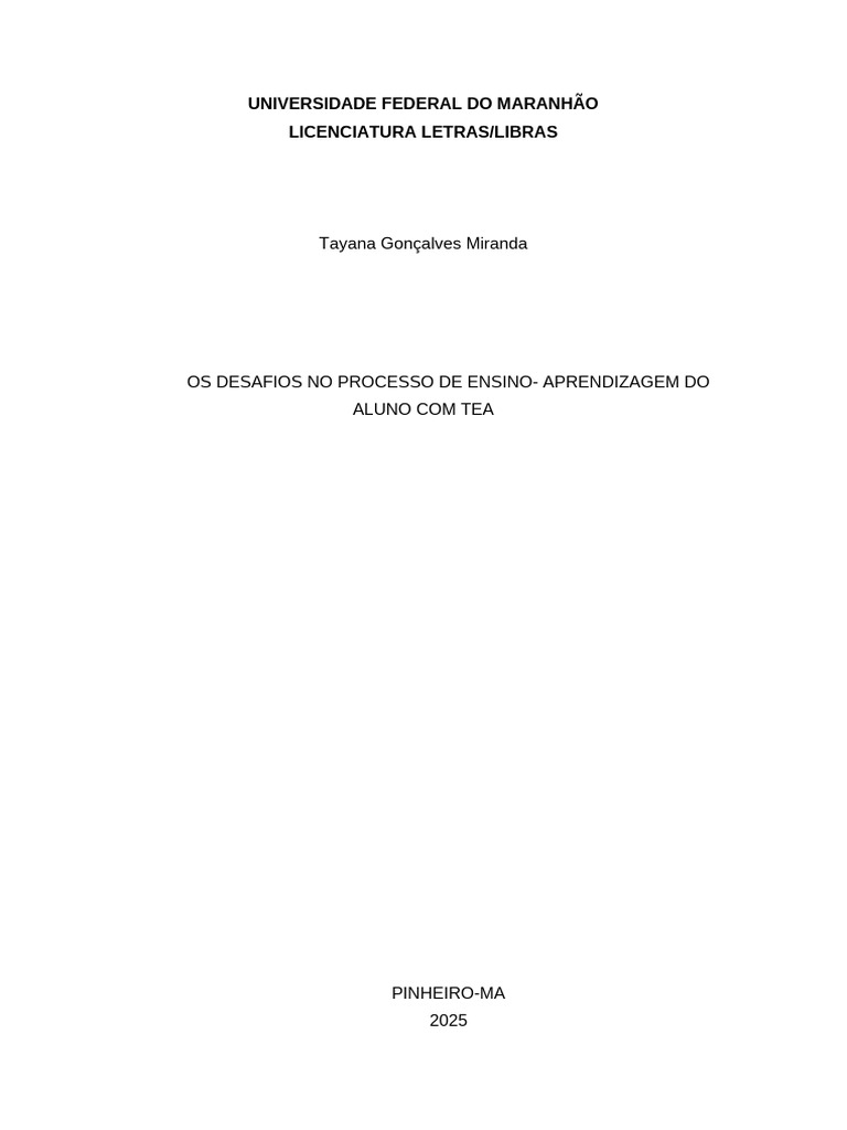 Desafios no Ensino de Alunos com TEA | PDF | Autismo | Pedagogia