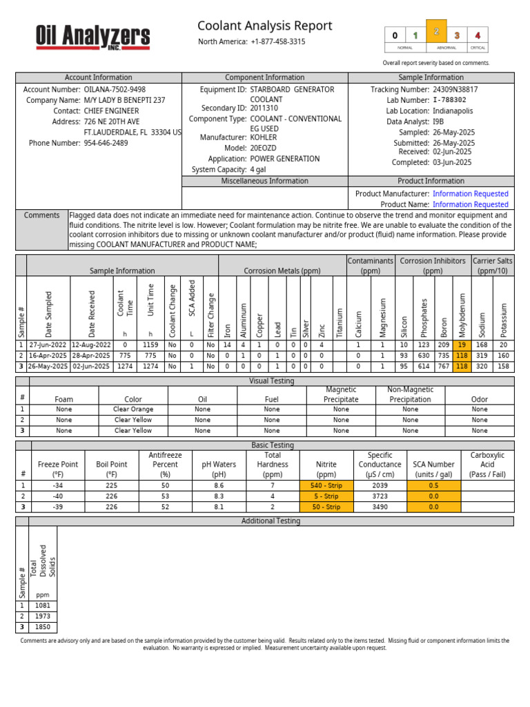STARBOARD GENERATOR COOLANT I 788302 Sev2 | PDF | Coolant | Corrosion