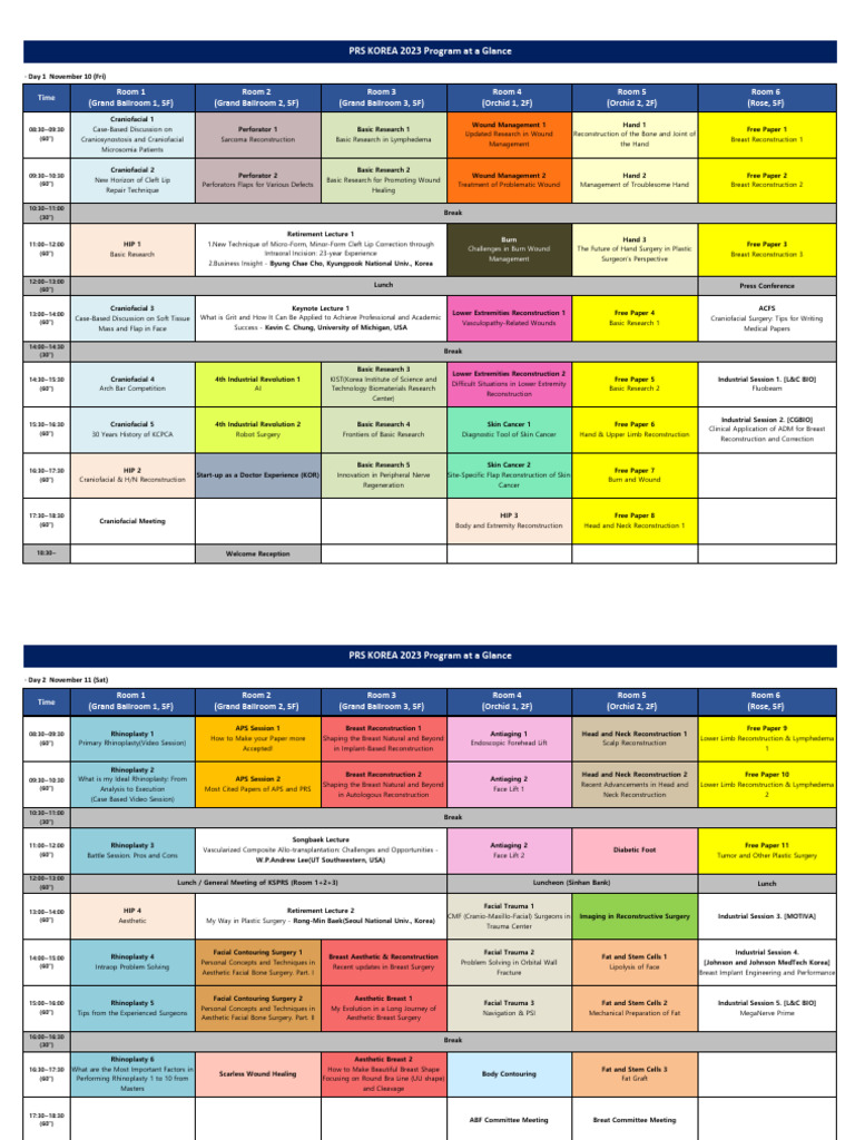 PRS KOREA 2023 - Program at A Glance - 1106 | PDF | Botulinum Toxin ...