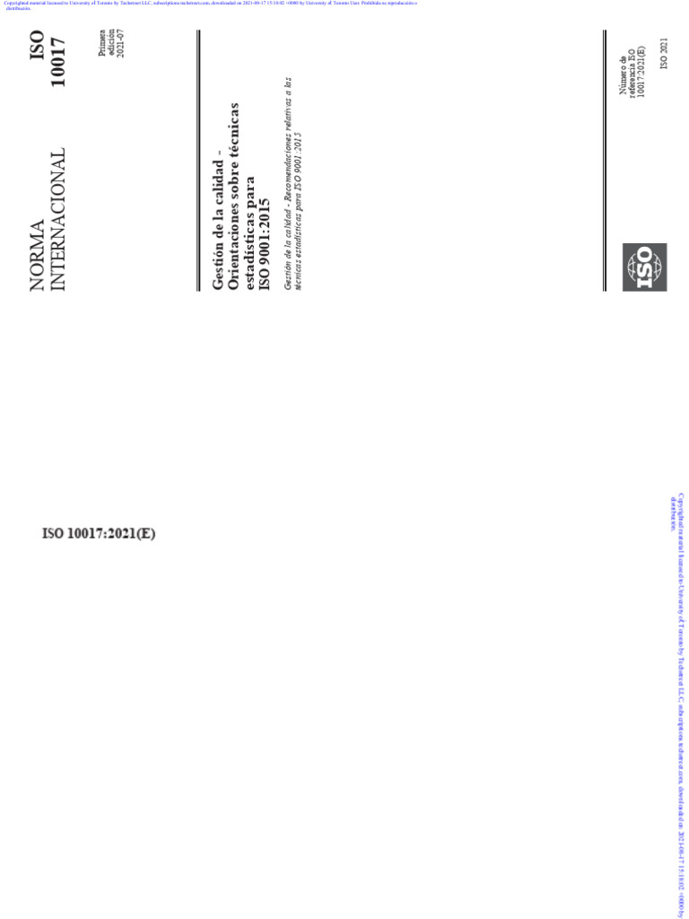 ISO 10017:2021 - Técnicas Estadísticas | PDF | Estadísticas | Calidad ...
