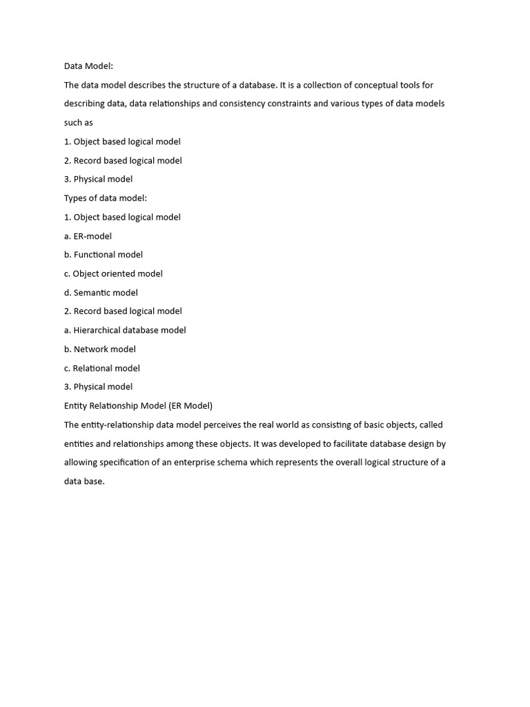 Overview of Data Models and Types | PDF