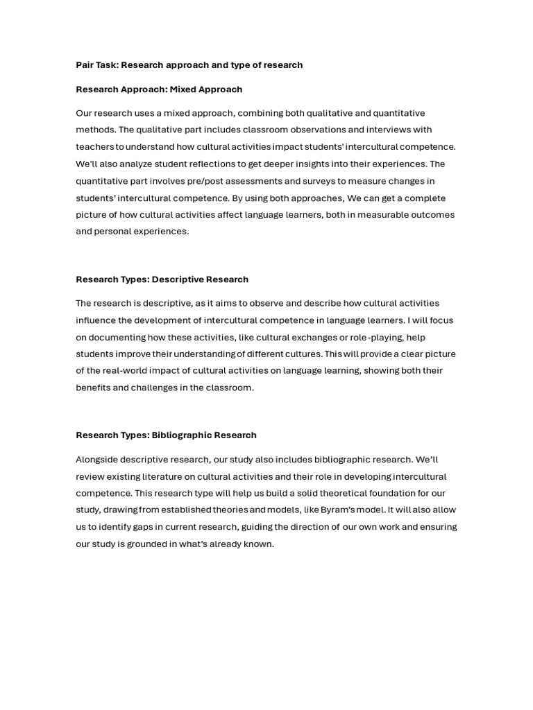Pair Task Research Approach and Type of Research | PDF
