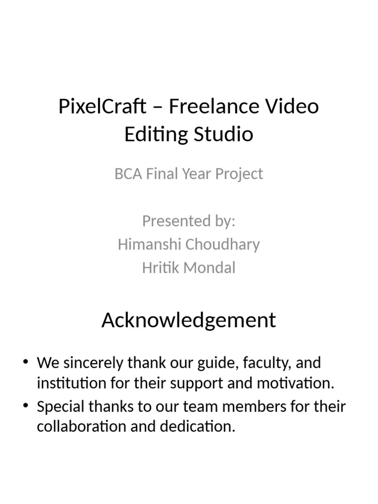 PixelCraft Final Year Project Presentation | PDF