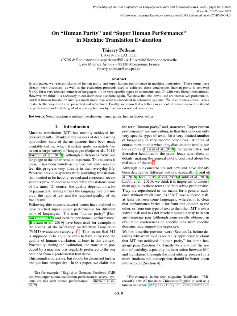 Rethinking Human Parity in MT | PDF | Translations | Artificial ...
