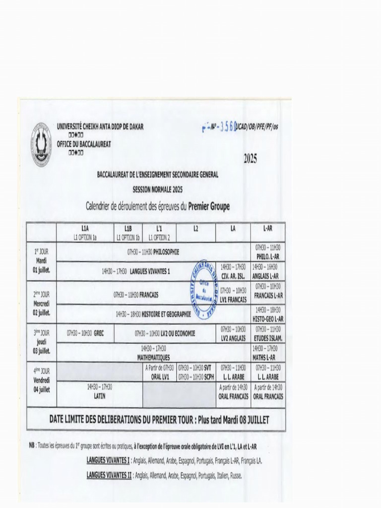 Emploi Du Temps Bac 2025 - 250624 - 213542 | PDF