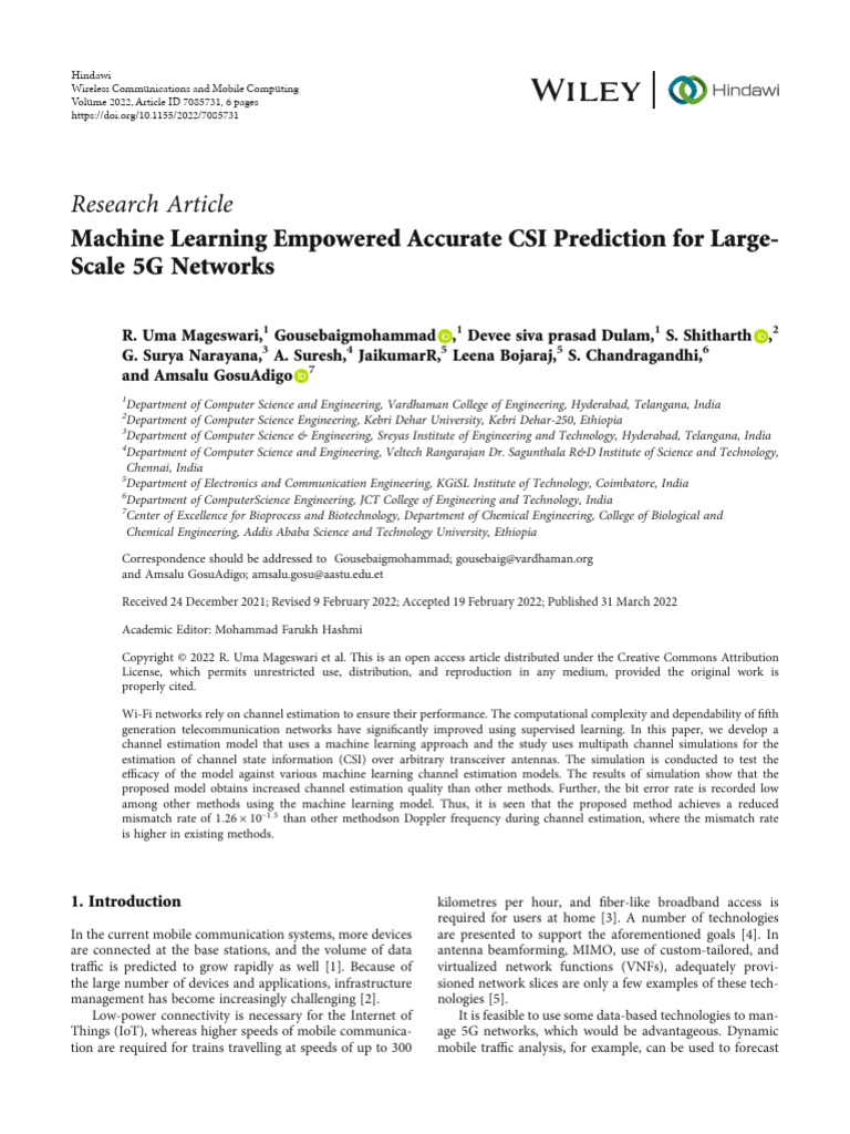 Machine Learning Empowered Accurate CSI Prediction | PDF | Mimo ...