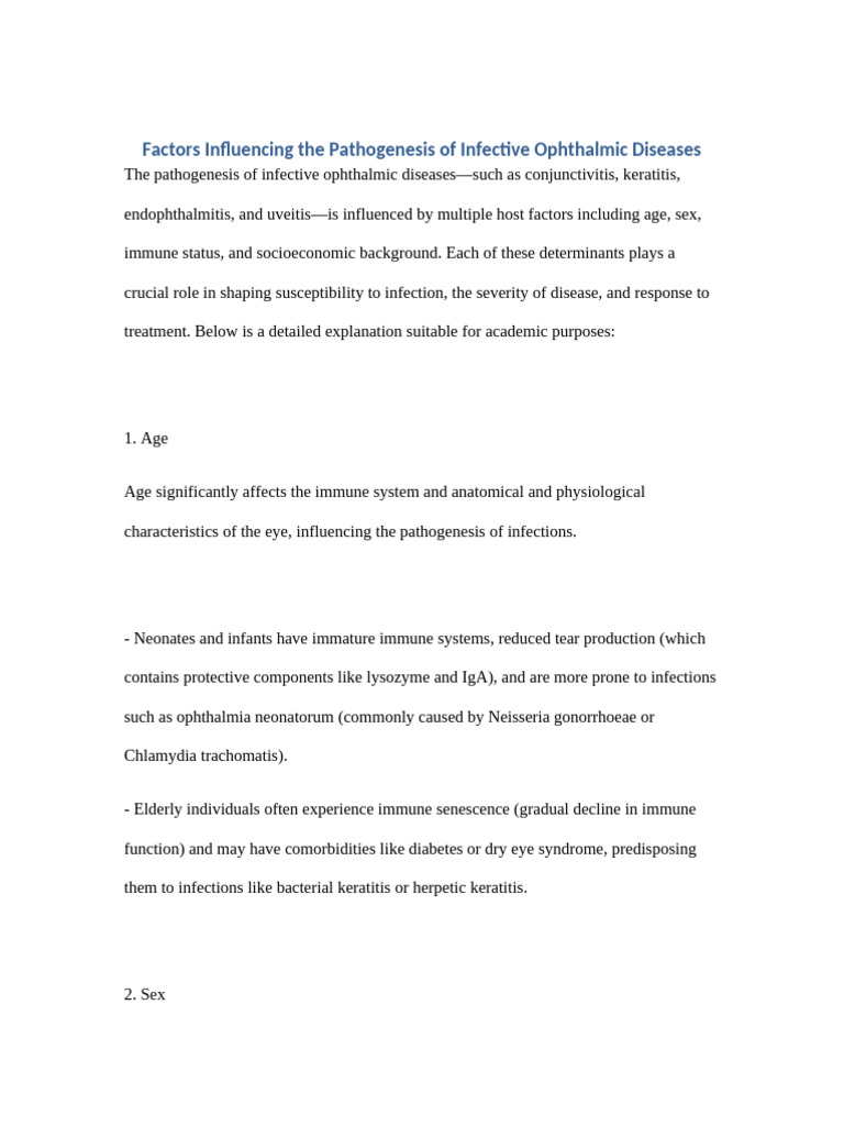 Ophthalmic Disease Pathogenesis | PDF | Infection | Clinical Medicine
