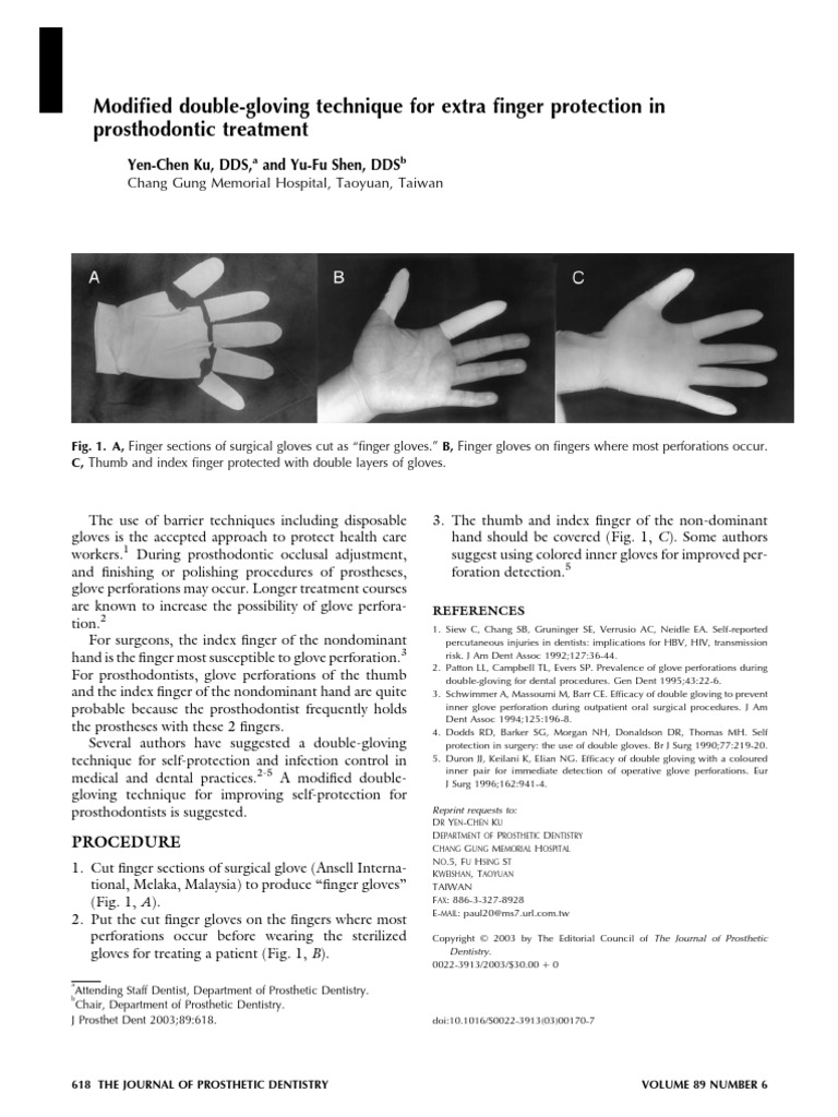 Modified Double Glove Technique Prosthodontics Surgery