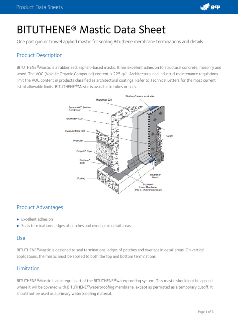 Bituthene Mastic Application Guide | PDF | Trademark | Volatile Organic ...