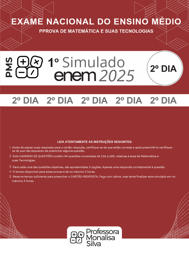 Simulado ENEM 2025: Matemática e Tecnologias | PDF | Gases | Triângulo