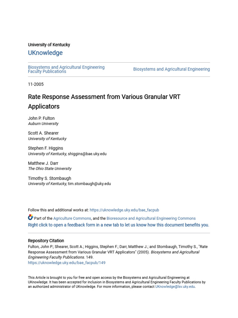 VRT Applicator Rate Response Assessment | PDF | Matrix (Mathematics ...