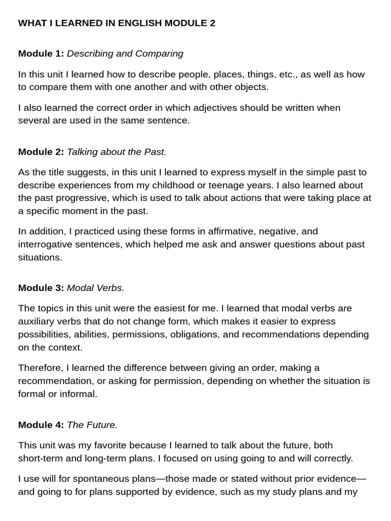 What I Learned in English Module 2 PDF | PDF