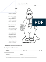 O Inverno - Ficha de Língua Portuguesa - 2.º Ano