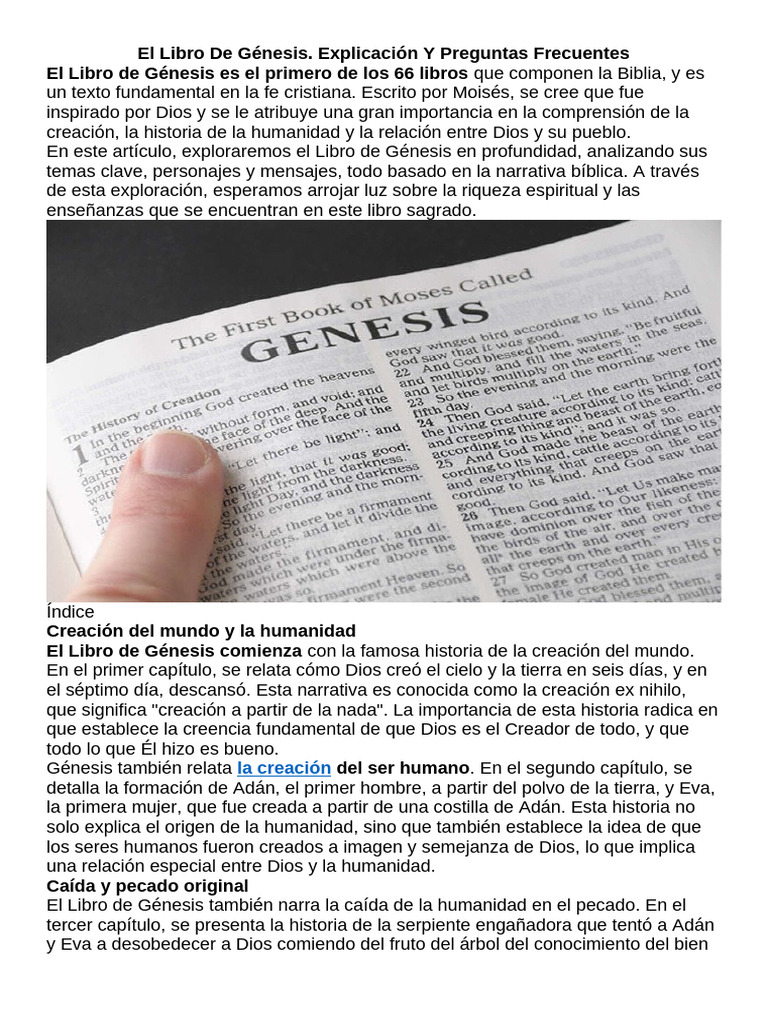 Análisis del Libro de Génesis en la Biblia | PDF | Libro del Génesis ...