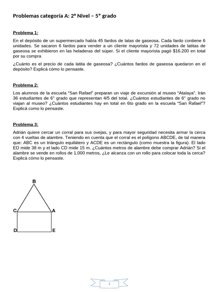Seleccion de Problemas - 5 - Grado Aumnos | PDF