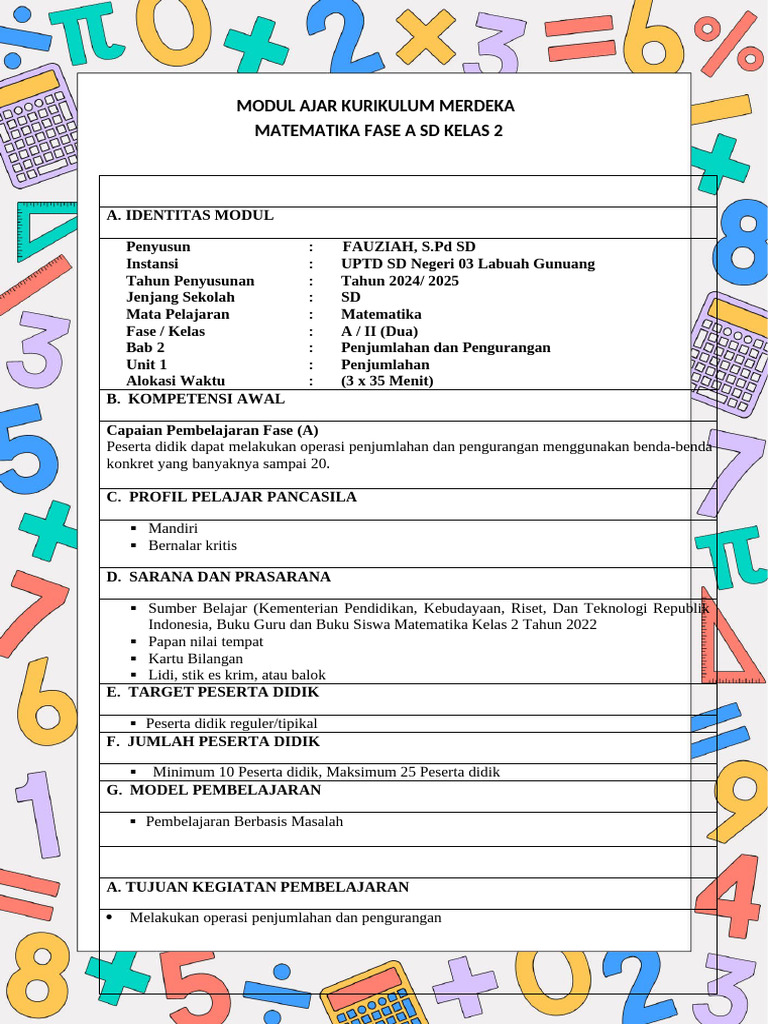 Modul Ajar Matematika Kelas 2 SD | PDF