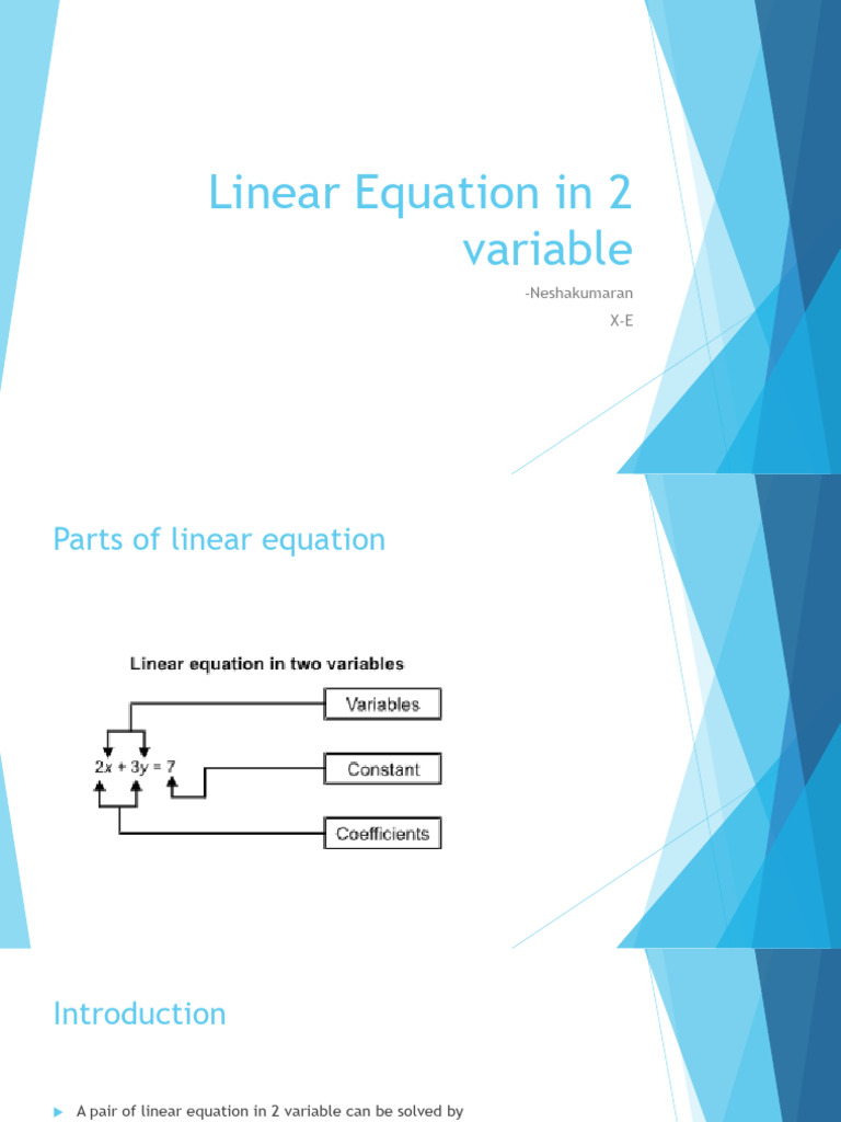 Linear Equation in 2 Variable | PDF | Equations | System Of Linear ...