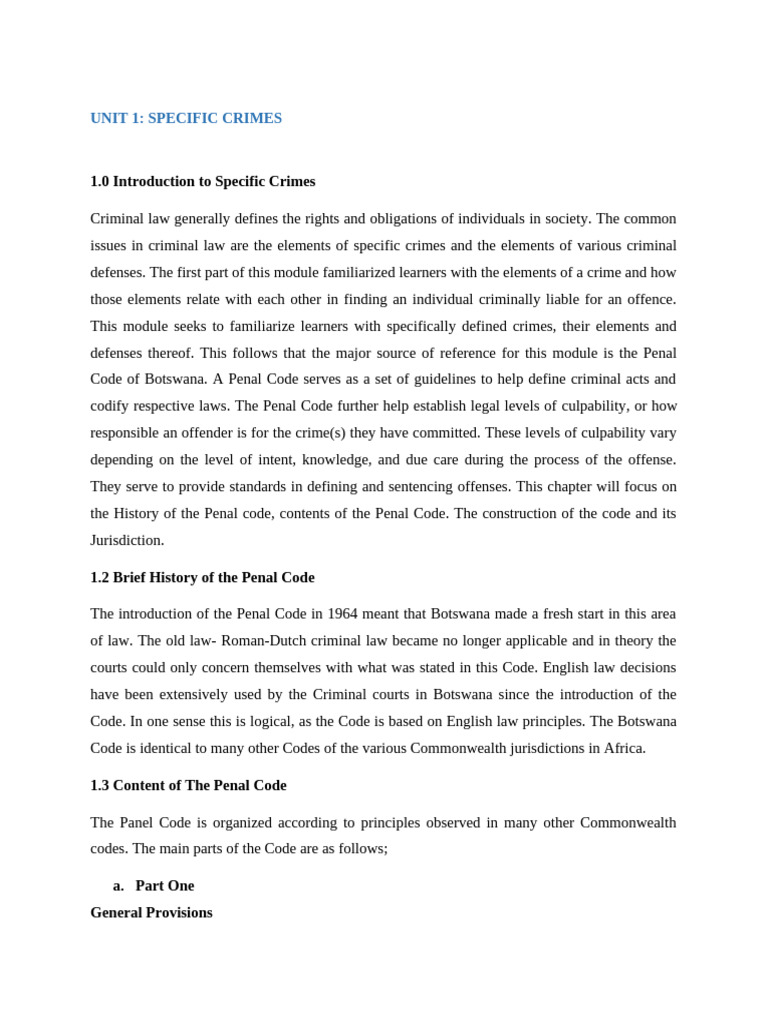 Unit 1-Intro To Specific Offenses 2 | PDF | Crimes | Crime & Violence