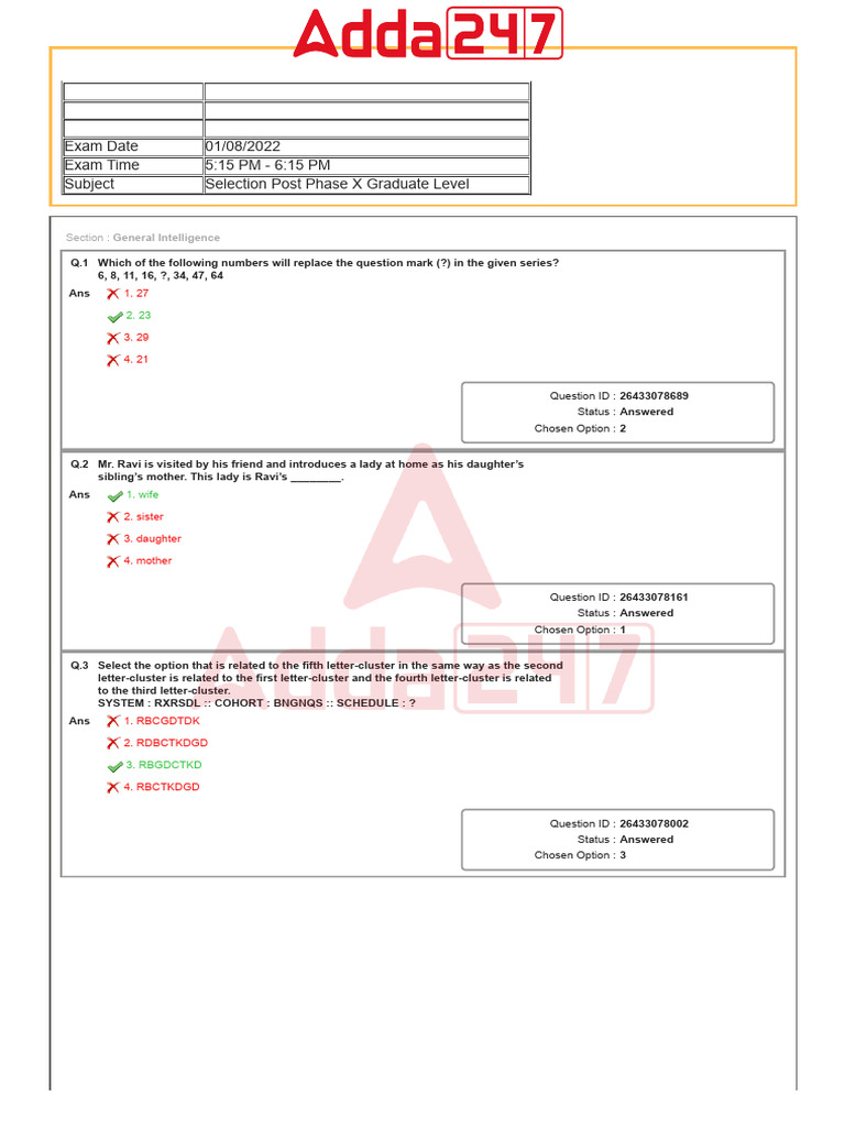 General Intelligence Exam Questions | PDF | Question | English Language