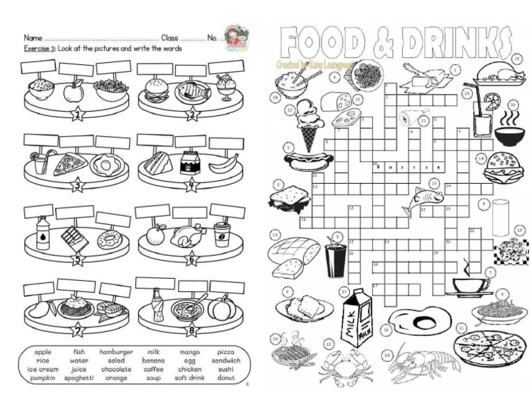 Food and Drink Vocabulary Exercise | PDF | Western Cuisine | Food And ...