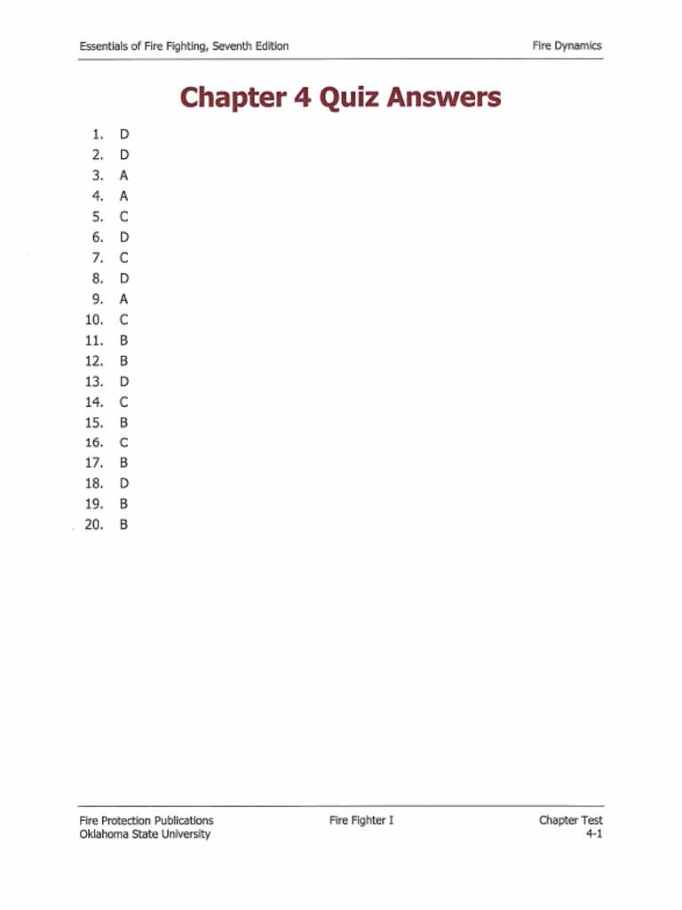 Chapter 4 Quiz Test Answers | PDF