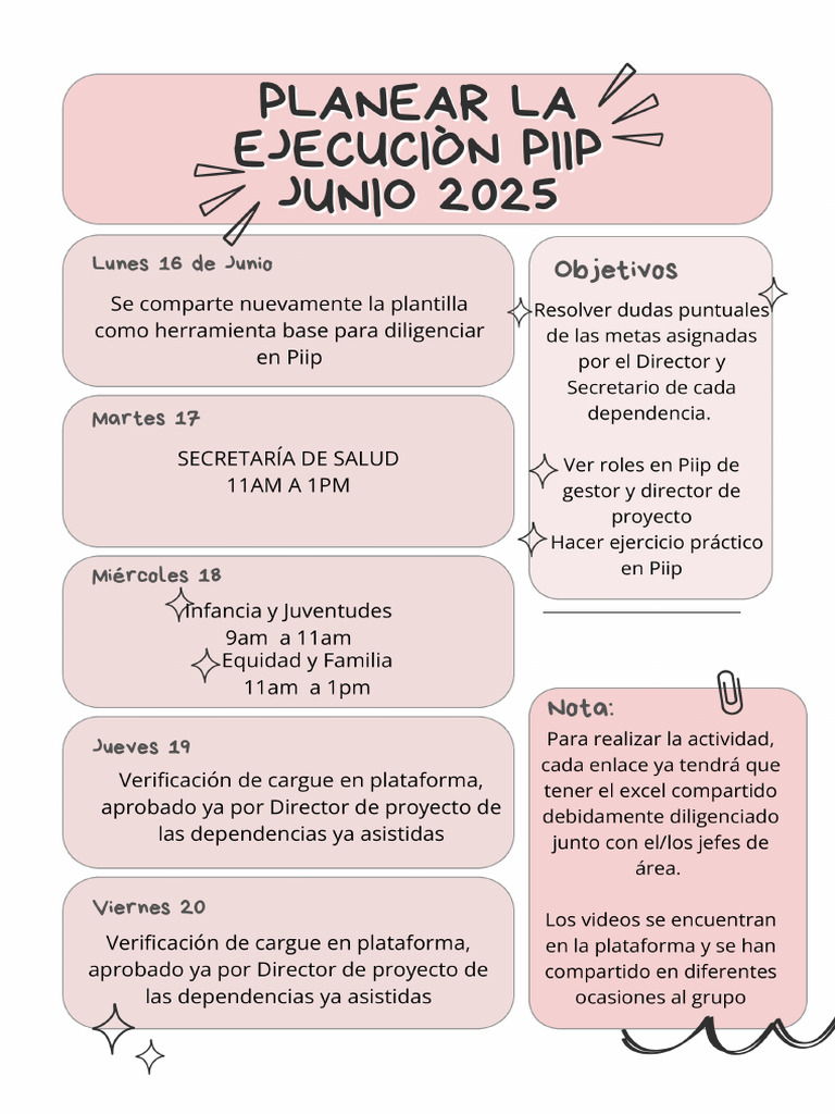 Agenda Asistencia Técnica PIIP - Planear La Ejecución | PDF