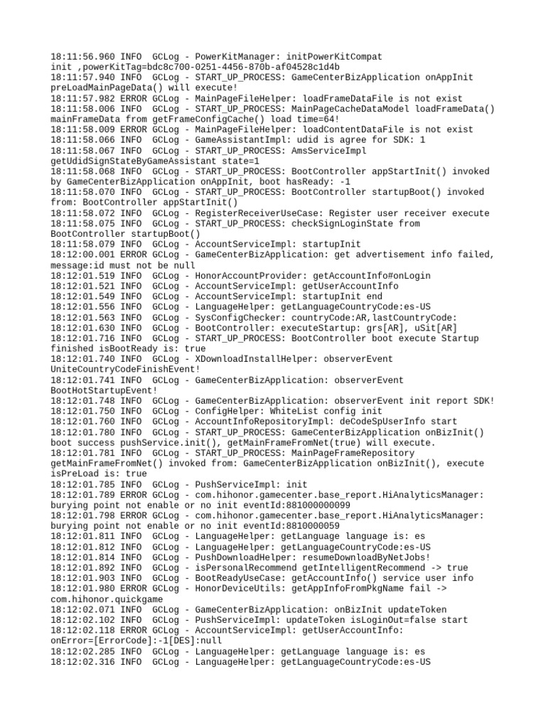 GameCenterBizApplication Startup Log | PDF | Computing | Software