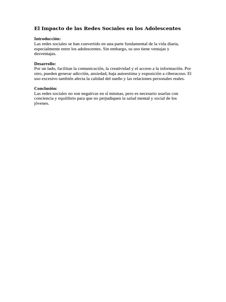 El Impacto de Las Redes Sociales en Los Adolescent | PDF